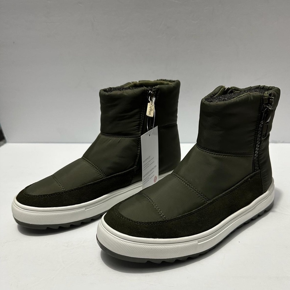 NEw Blondo Olive "Saffron" Suede & Nylon Waterproof Booties Size 7.5 M - Picture 5 of 7
